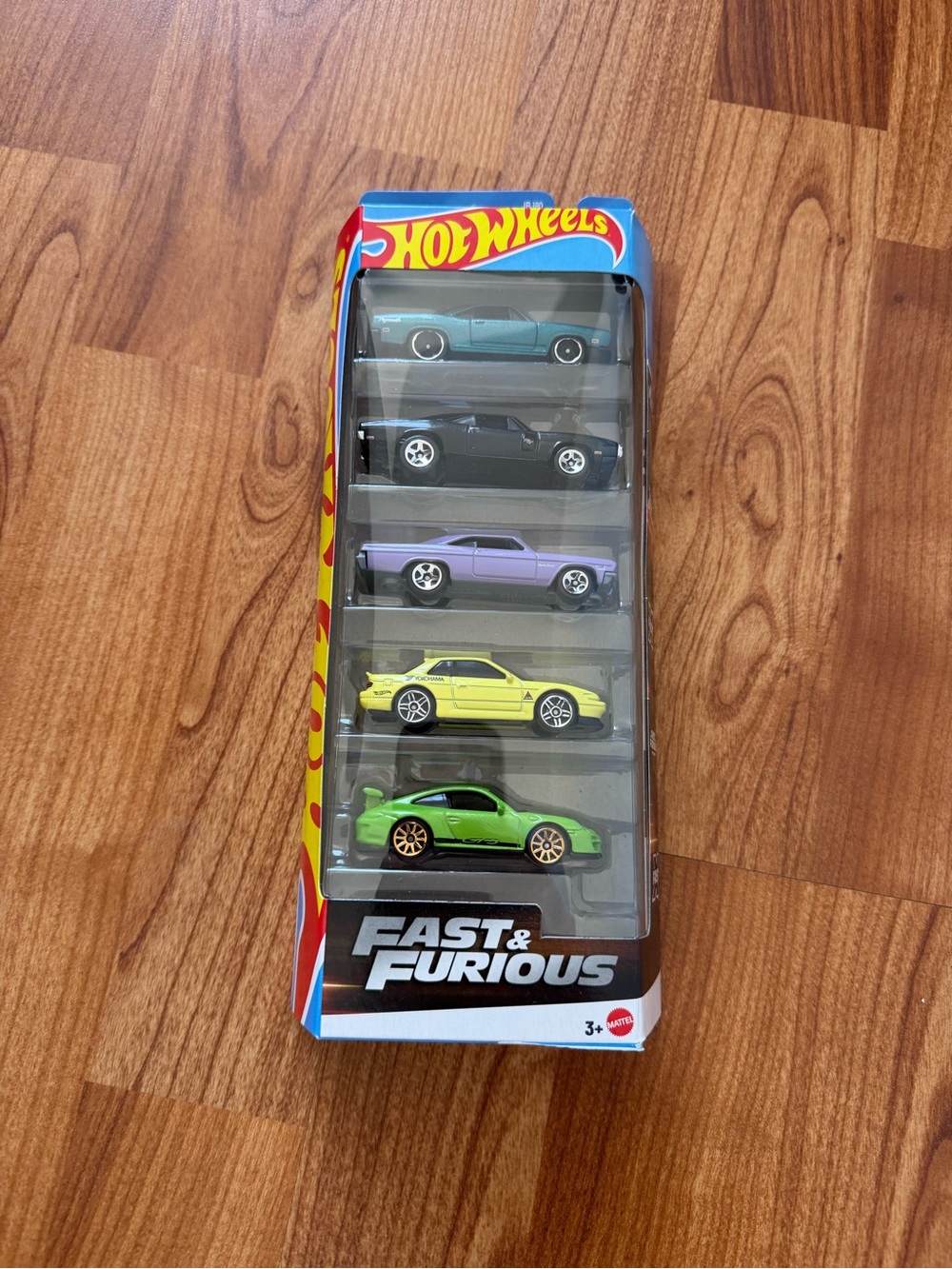 Hot Wheels Fast & Furious 5-Pack Toy Cars — Blue, Black, Purple, Yellow, Green